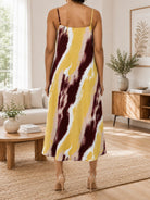 Ladies Midi Pocket Dress - Mustard And Maroon - StylePhase SA