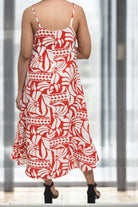 Ladies Midi Pocket Dress - Orange And White Floral - StylePhase SA