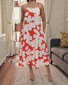 Ladies Midi Pocket Dress - Orange Floral - StylePhase SA