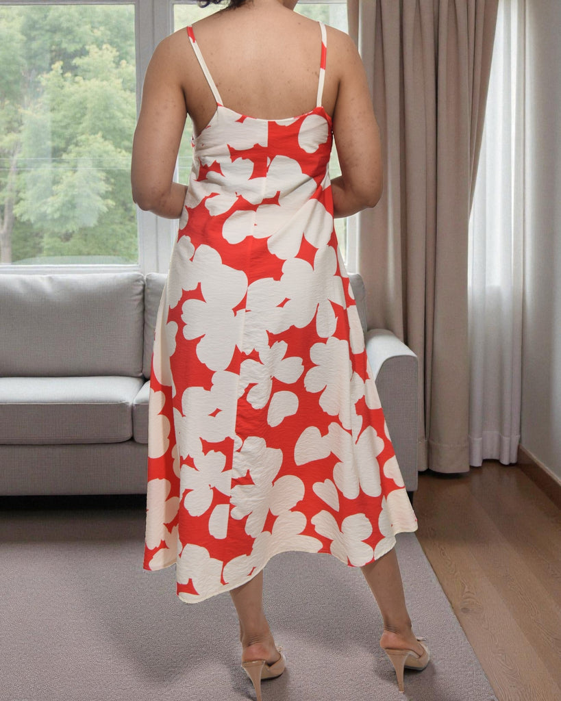 Ladies Midi Pocket Dress - Orange Floral - StylePhase SA