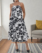 Ladies Midi Pocket Dress - White Floral - StylePhase SA