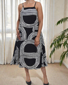 Ladies Midi Pocket Dress - White Pattern - StylePhase SA