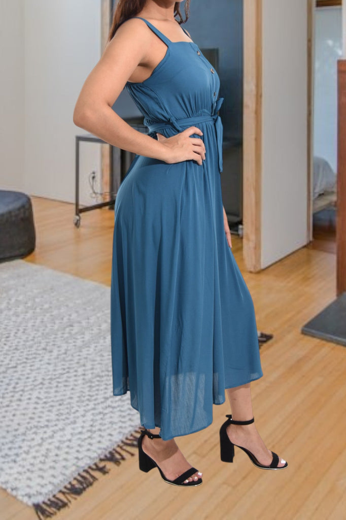 Ladies Midi Teal Tie Dress - StylePhase SA