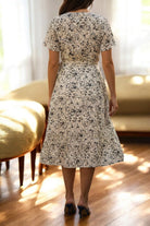 Ladies Mini Floral Wrap Dress - Cream And Black - StylePhase SA