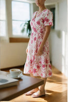 Ladies Mini Floral Wrap Dress - Pink And White - StylePhase SA