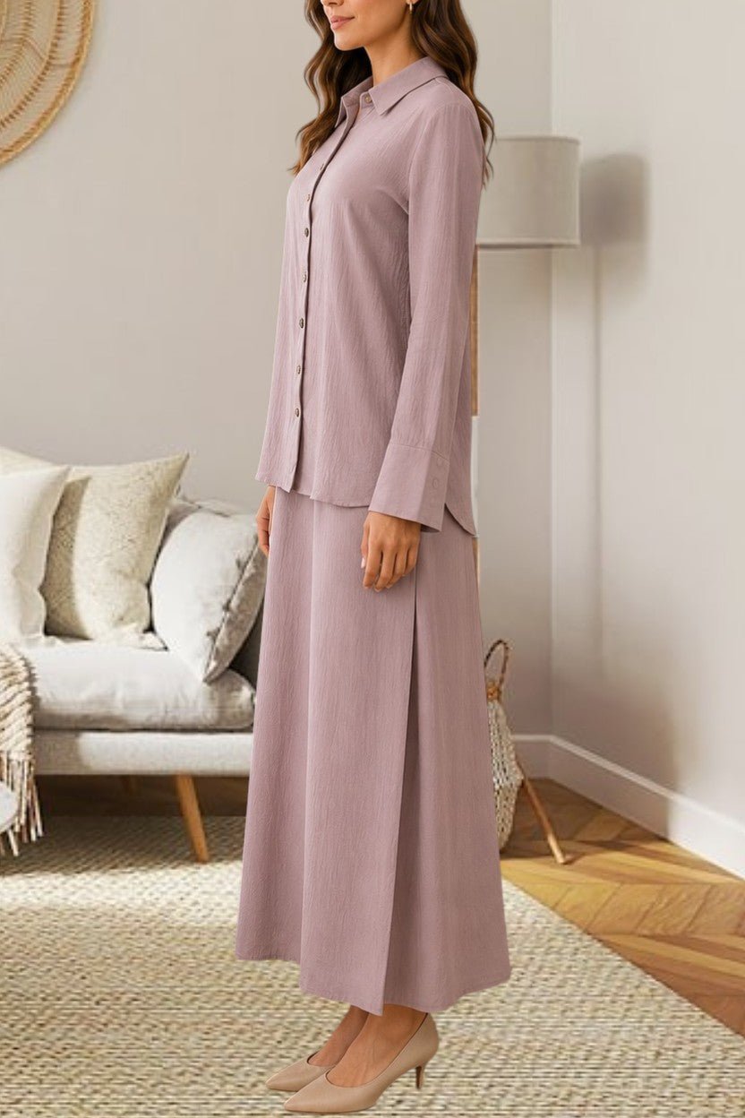 Ladies Mink Button Front Two Piece Set - StylePhase SA