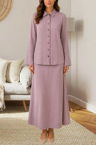 Ladies Mink Button Front Two Piece Set - StylePhase SA