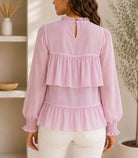 Ladies Mink Mock Neckline Chiffon Layered Blouse - StylePhase SA