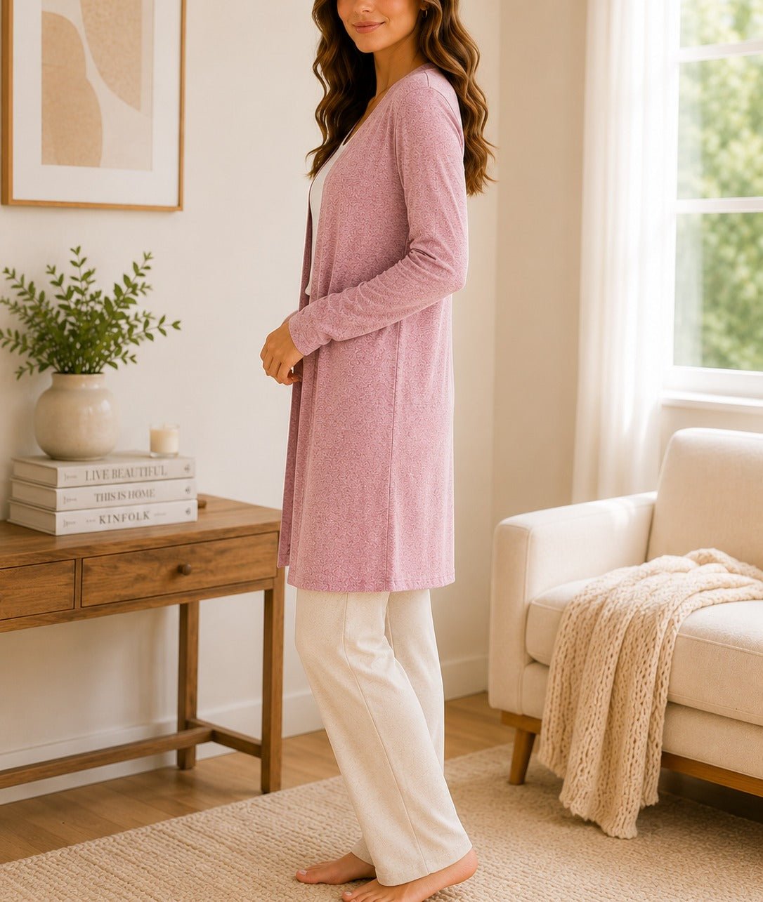 Ladies Mink Open-Front Longline Cardigan - StylePhase SA