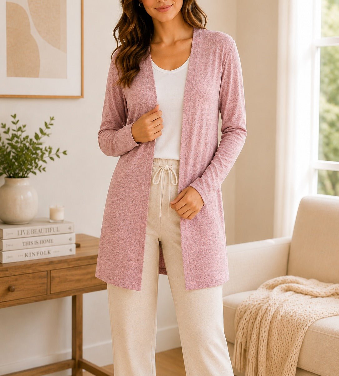 Ladies Mink Open-Front Longline Cardigan - StylePhase SA