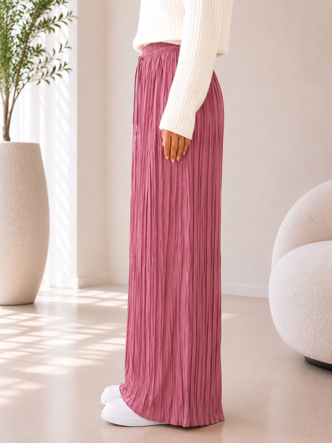 Ladies Mink Pleated Wide Leg Pants - StylePhase SA