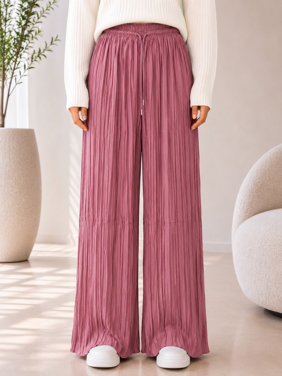 Ladies Mink Pleated Wide Leg Pants - StylePhase SA