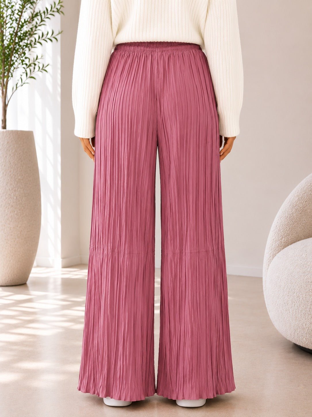 Ladies Mink Pleated Wide Leg Pants - StylePhase SA