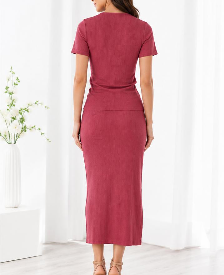 Ladies Mink Top And Side Slit Skirt - StylePhase SA