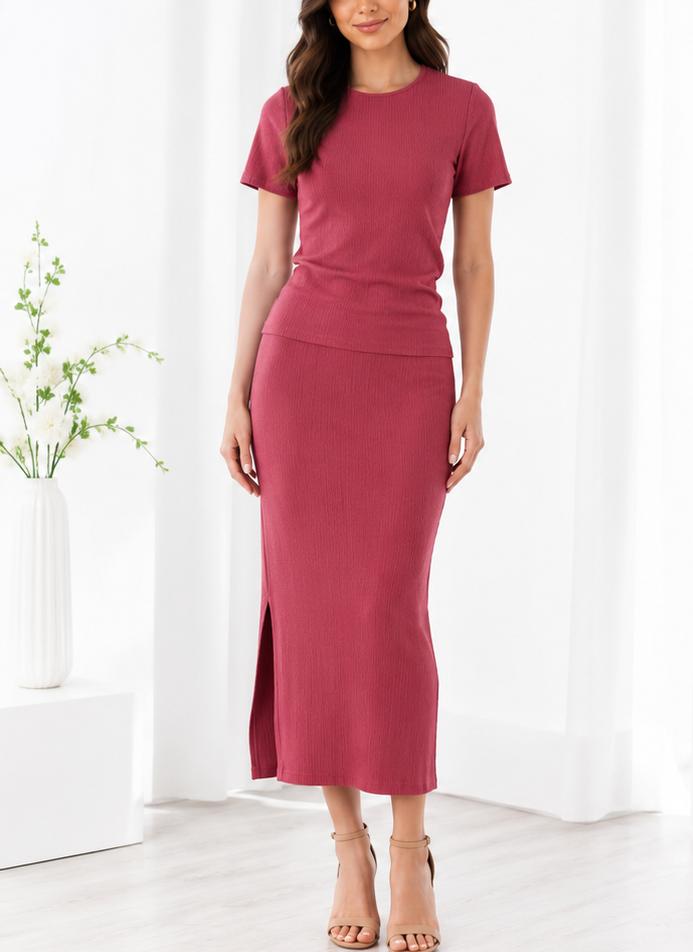 Ladies Mink Top And Side Slit Skirt - StylePhase SA