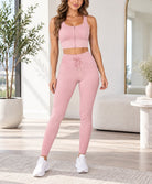 Ladies Mink Zip Top And Drawstring Leggings Active Wear Set - StylePhase SA
