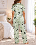 Ladies Mint Printed Satin Pajama Set - StylePhase SA