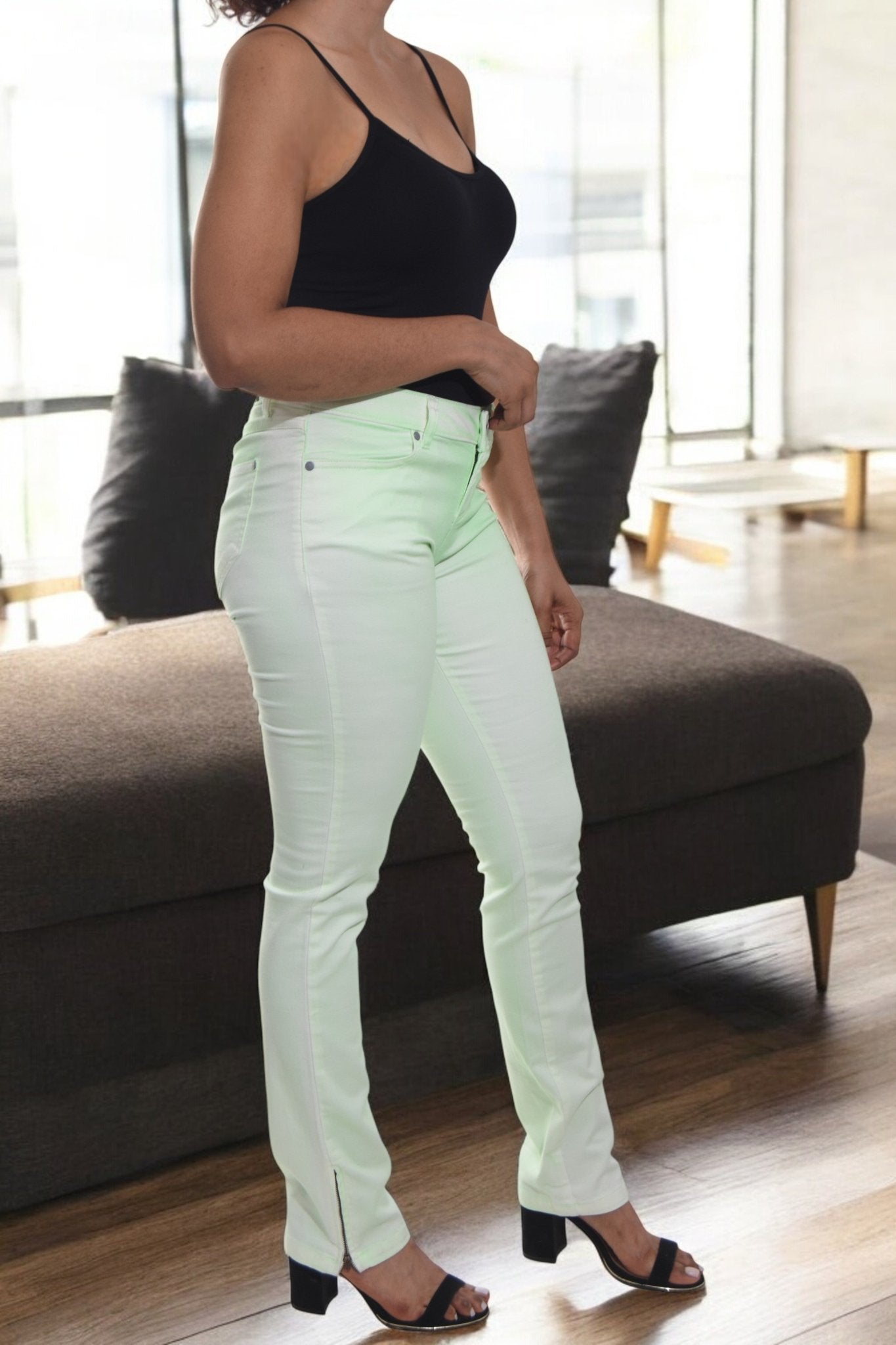 Ladies Mint Side Slit Jeans - StylePhase SA