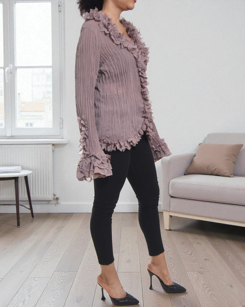 Ladies Mocha Ruffle Blouse - StylePhase SA