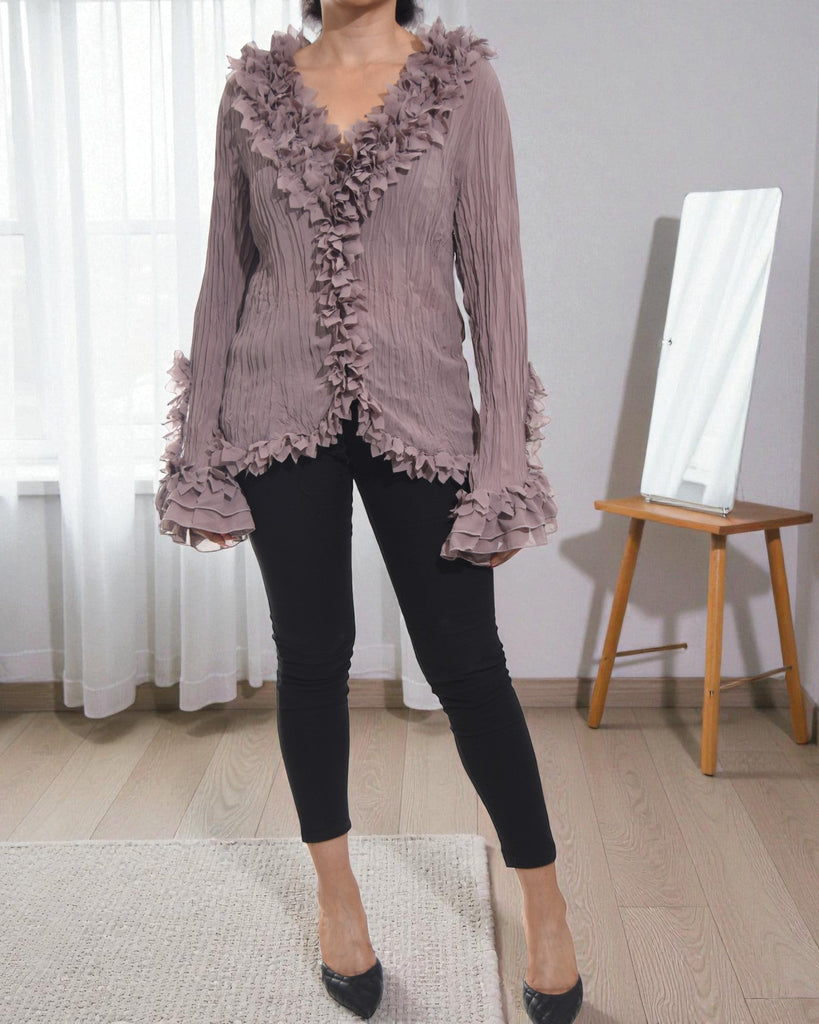Ladies Mocha Ruffle Blouse - StylePhase SA