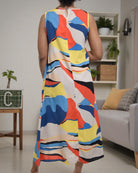 Ladies Multi Color Printed Midi Sleeveless Dress - StylePhase SA
