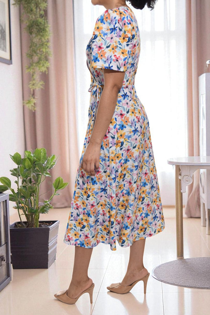Ladies Multi Colour Flower Wrap Dress - StylePhase SA