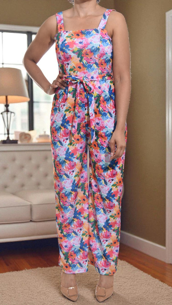Ladies Multi Colour Tie Front Jumpsuit - StylePhase SA