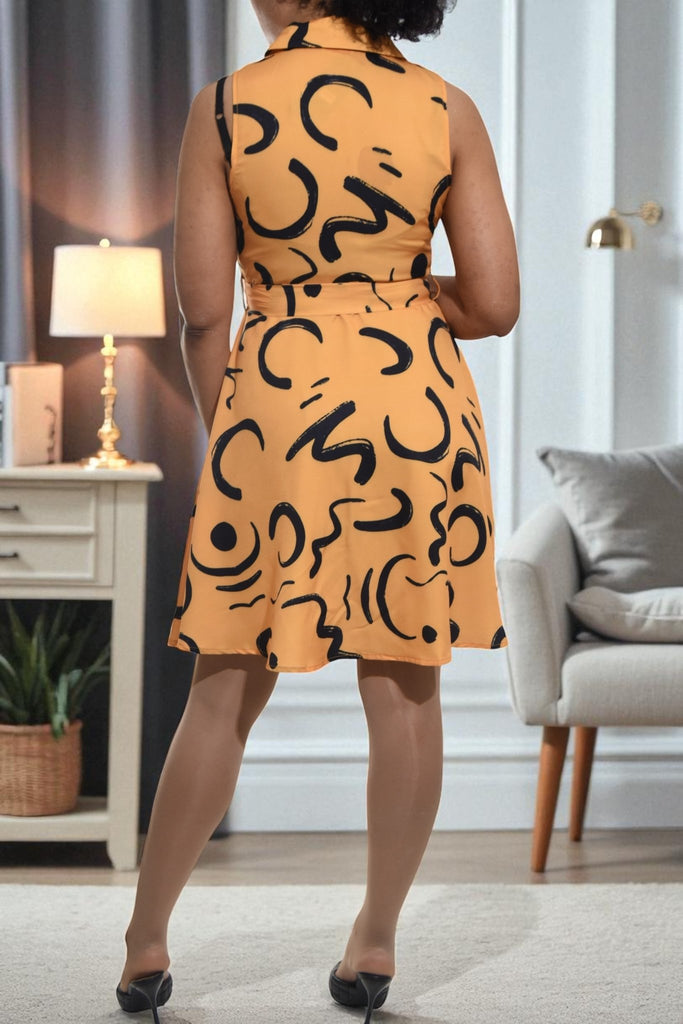 Ladies Mustard Button Front Mini Dress - StylePhase SA