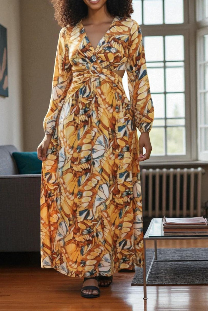 Ladies Mustard Cut Out Dress - StylePhase SA