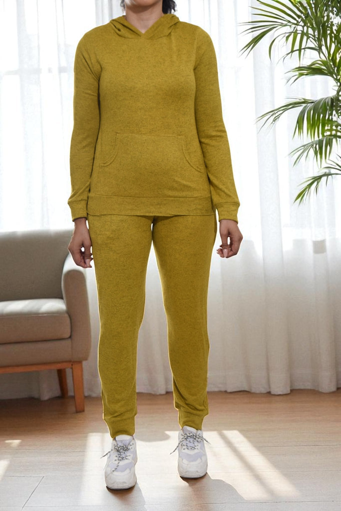 Ladies Mustard Fleece Tracksuit Set - StylePhase SA