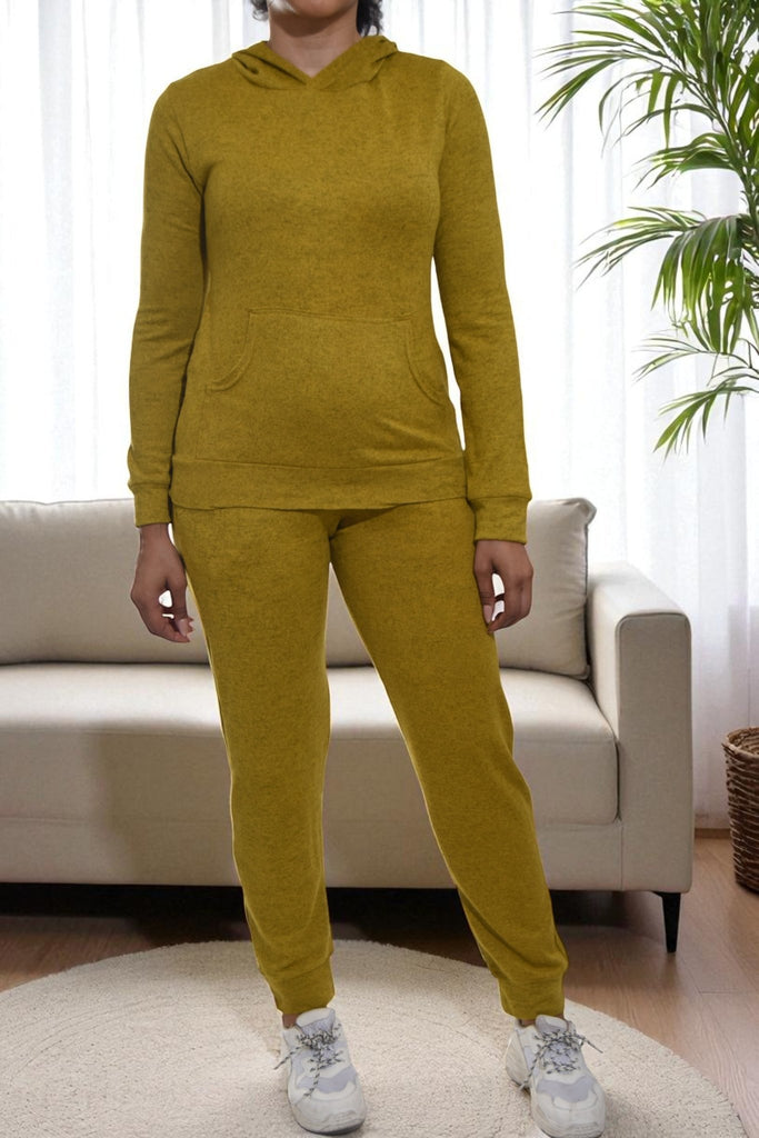 Ladies Mustard Fleece Tracksuit Set - StylePhase SA