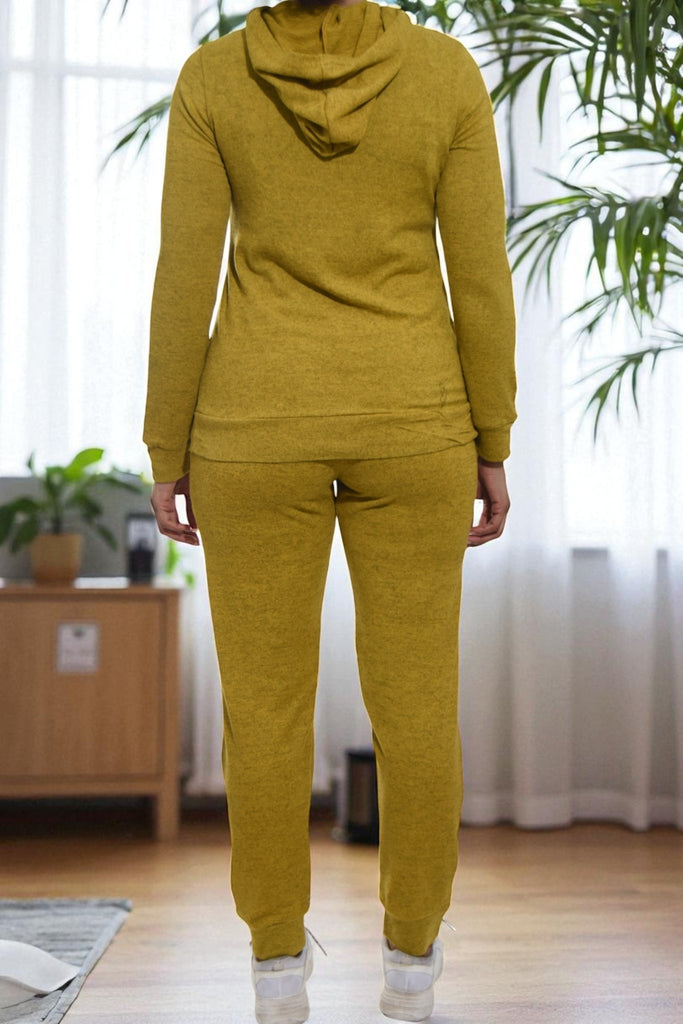 Ladies Mustard Fleece Tracksuit Set - StylePhase SA