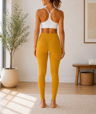 Ladies Mustard High-Waist Side Pocket Activewear Leggings - StylePhase SA
