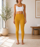 Ladies Mustard High-Waist Side Pocket Activewear Leggings - StylePhase SA