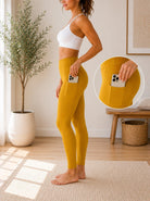 Ladies Mustard High-Waist Side Pocket Activewear Leggings - StylePhase SA