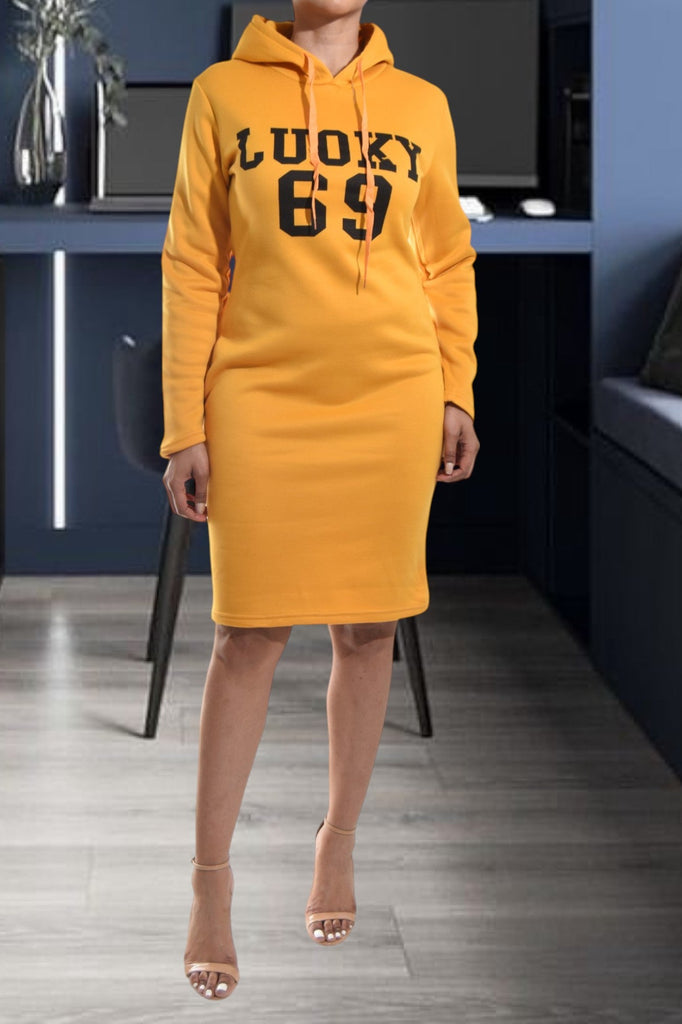 Ladies Mustard Hoody Dress - StylePhase SA