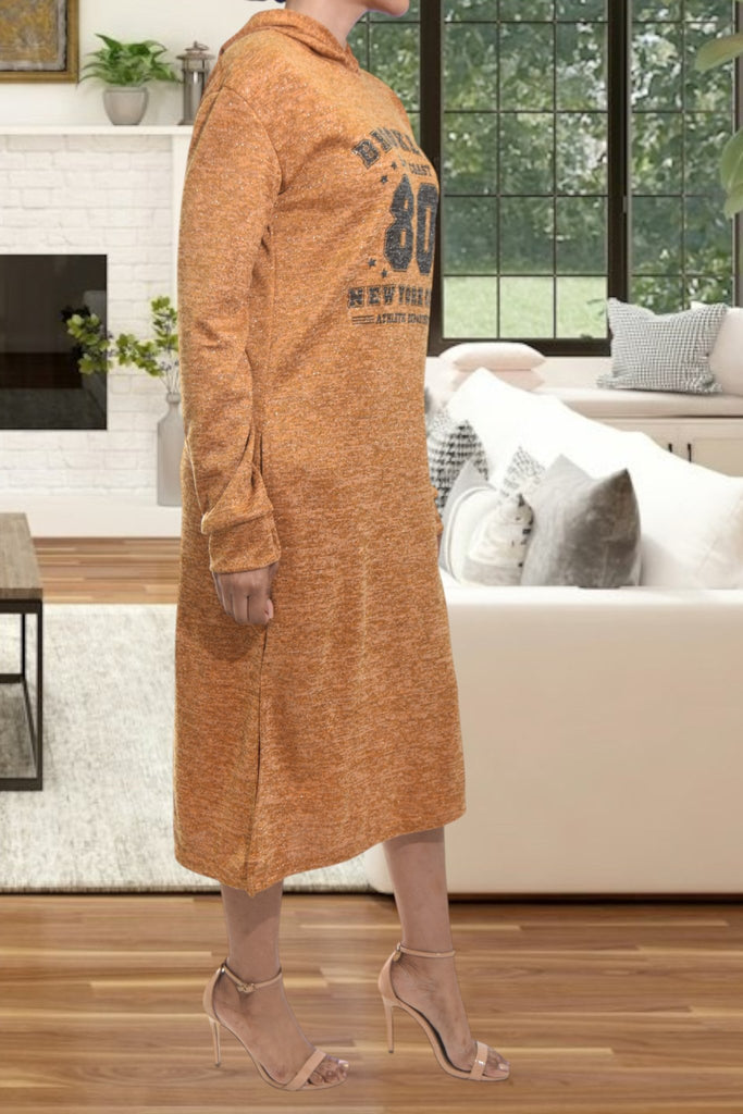 Ladies Mustard Hoody Fleece Dress - Brooklyn 80 - StylePhase SA