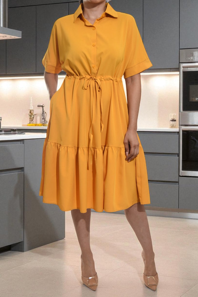 Ladies Mustard Mini Pocket Dress - StylePhase SA