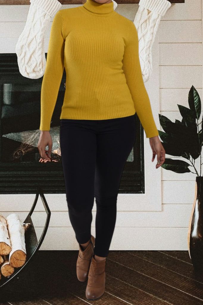 Ladies Mustard Polo Neck Jersey - StylePhase SA