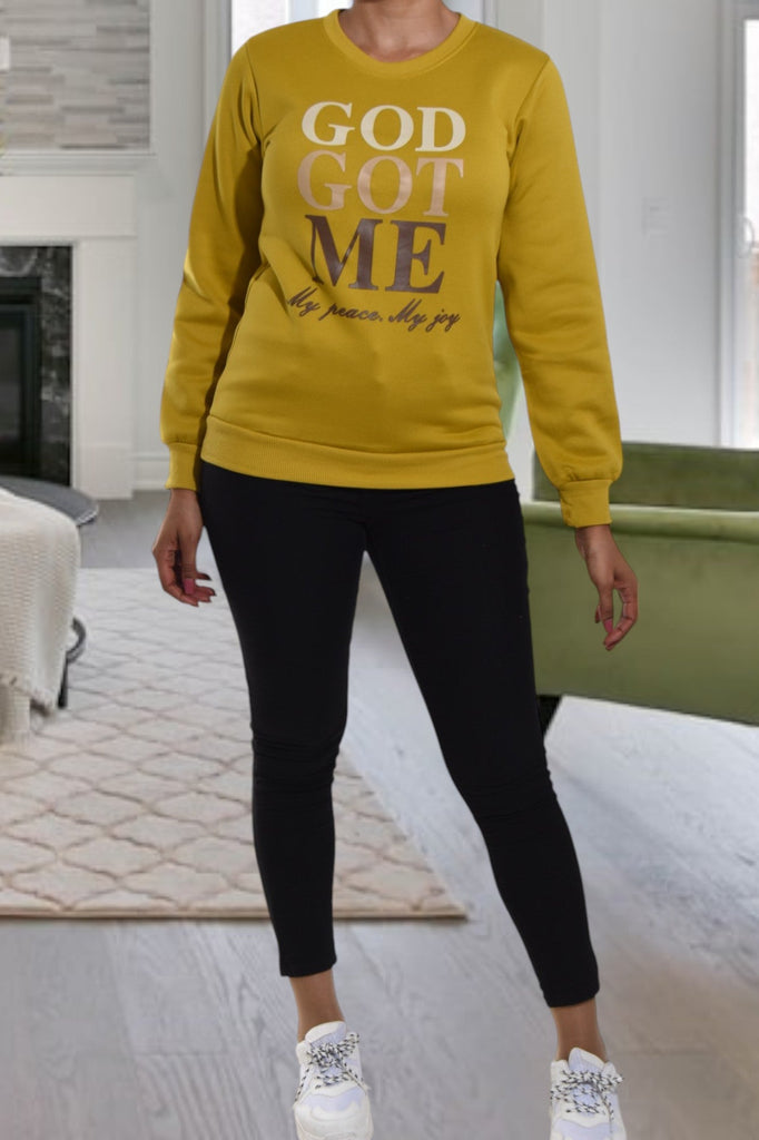 Ladies Mustard Printed Sweater - StylePhase SA