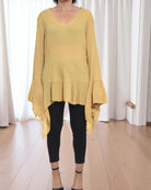 Ladies Mustard Ruffle Sleeve Top - StylePhase SA
