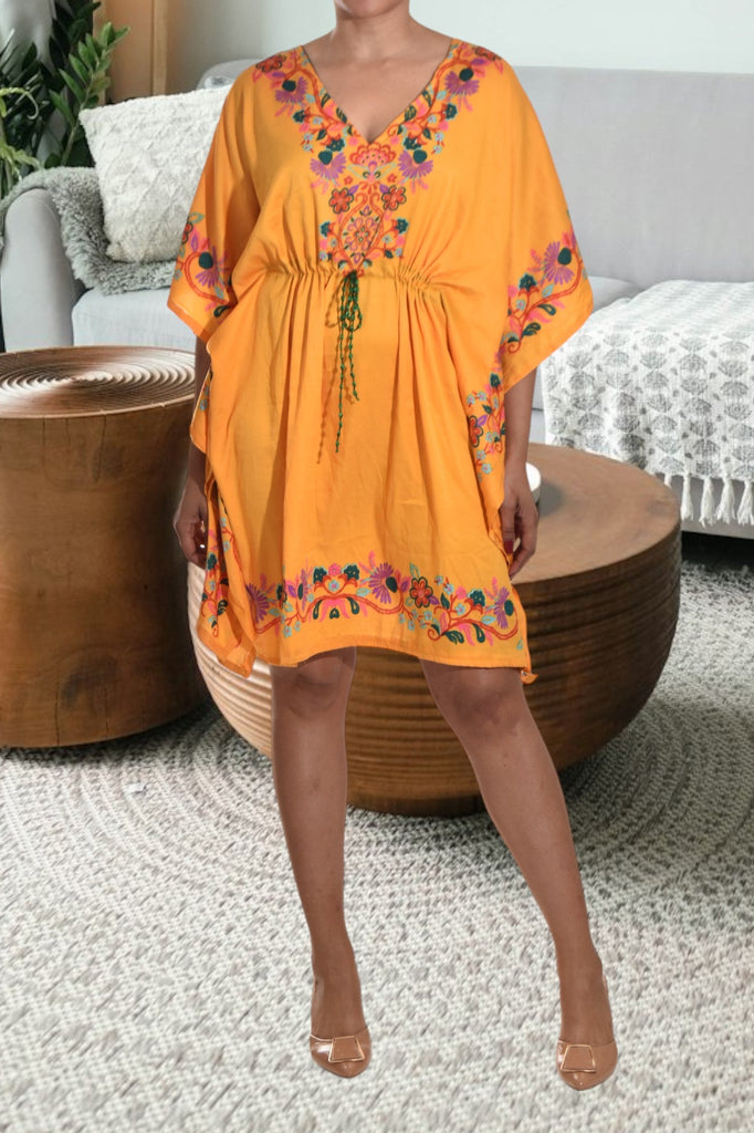 Ladies Mustard Short Kaftan - StylePhase SA