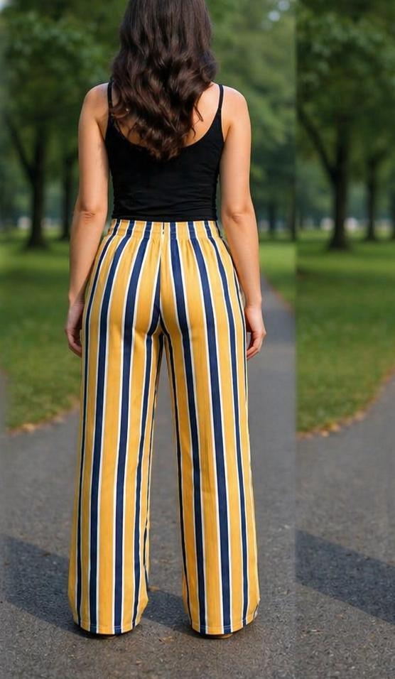 Ladies Mustard Stripe Pants - StylePhase SA
