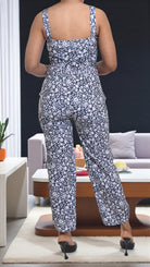 Ladies Navy And Cream Tie Front Jumpsuit - StylePhase SA