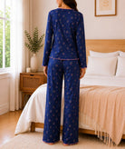 Ladies Navy And Pink Bow Detail Pyjama - StylePhase SA