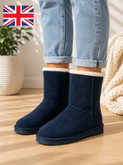 Ladies Navy Bow Warm Boots - StylePhase SA