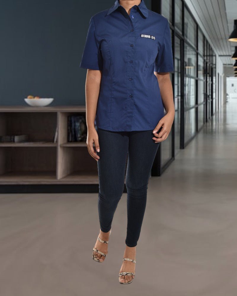 Ladies Navy Button Shirt - StylePhase SA