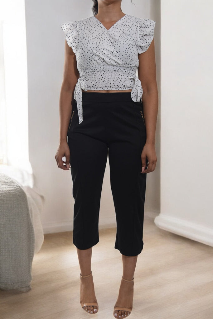 Ladies Navy Capri Zip Pants - StylePhase SA