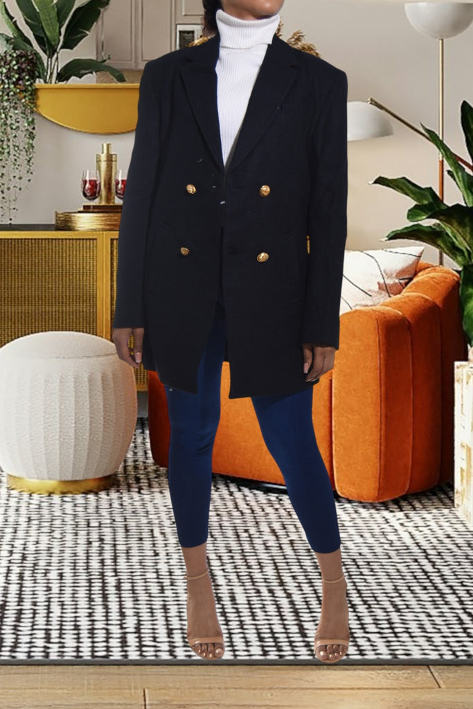 Ladies Navy Cash Pocket Slim Fit Open Blazer - StylePhase SA