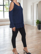 Ladies Navy Cold Shoulder Top - StylePhase SA